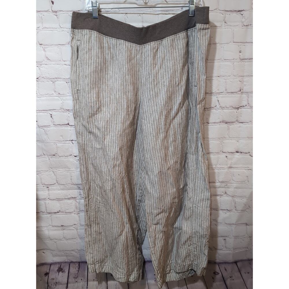 J. Jill Striped Wide Leg Pants - Brown and Gray